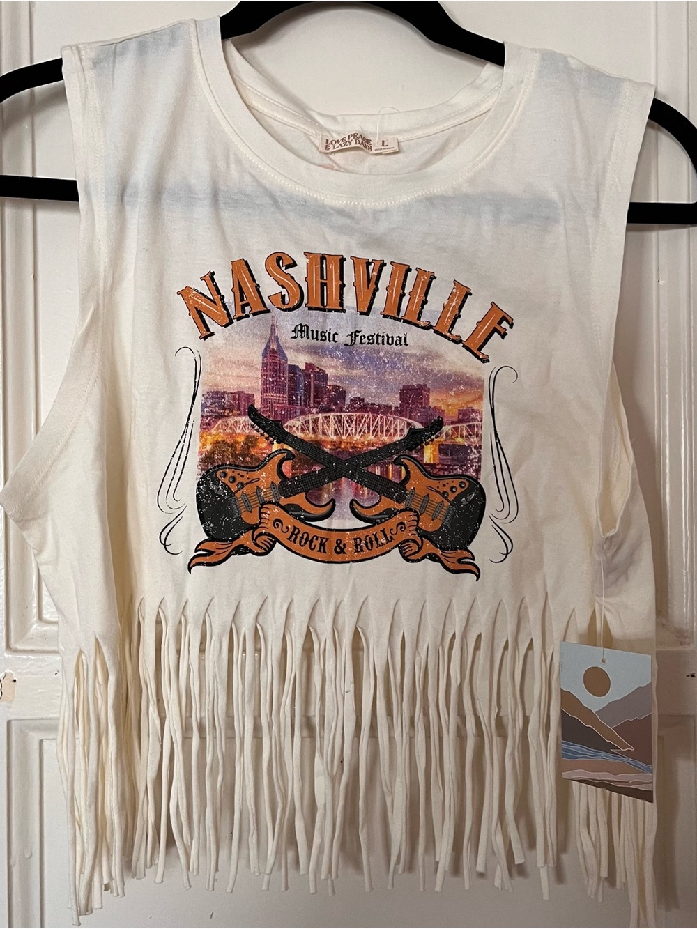 NWT Nashville Music Festival Fringe Crop Top Boho Size Large